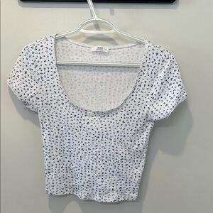 Ardene White and Blue Patterned Short Sleeve Top